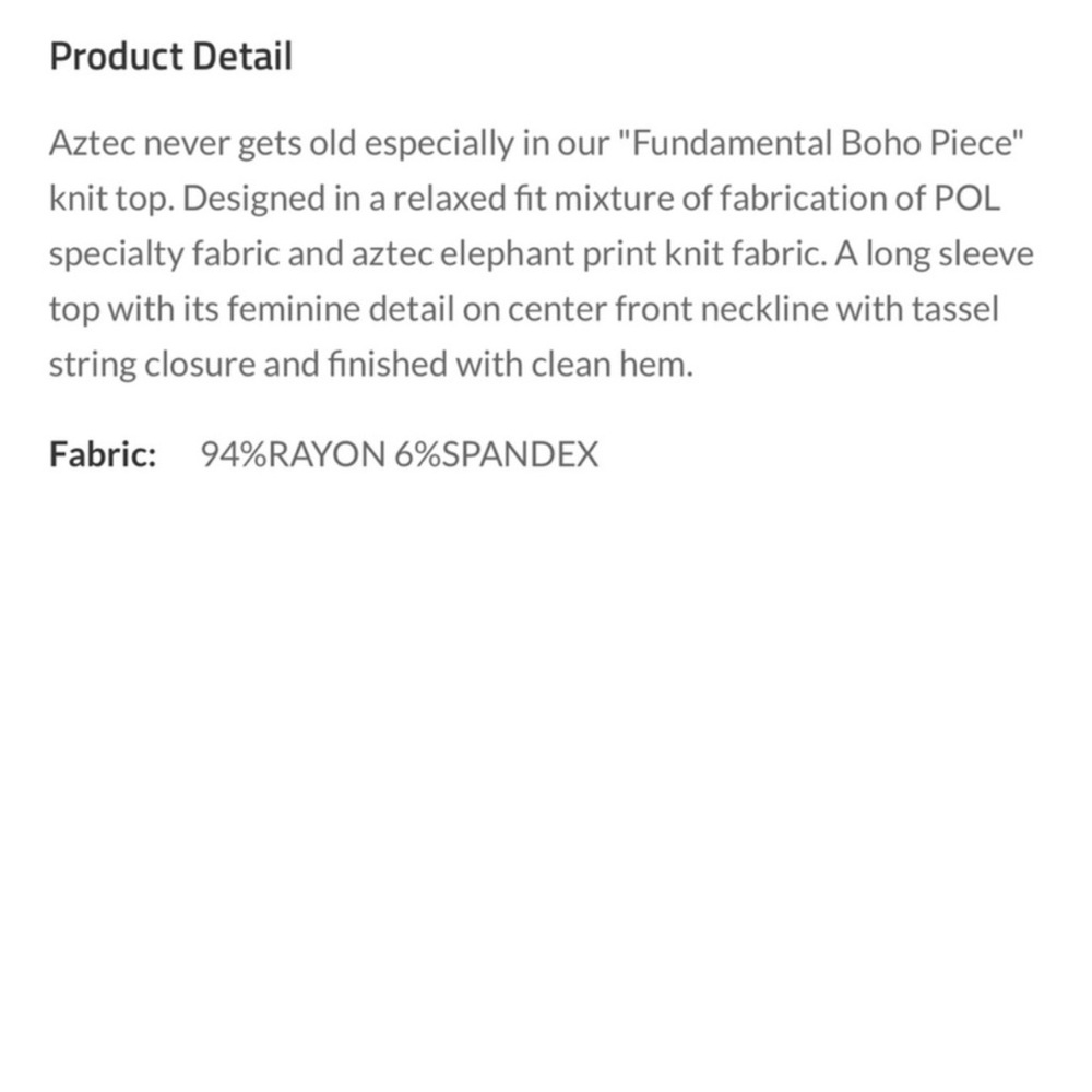 POL Aztec Elephant Print Ivory BOHO Tassel Tunic Top! - Picture 7 of 8